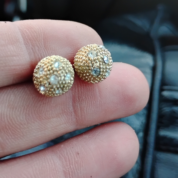 Gold Pavé Sphere Earrings - Picture 7 of 14